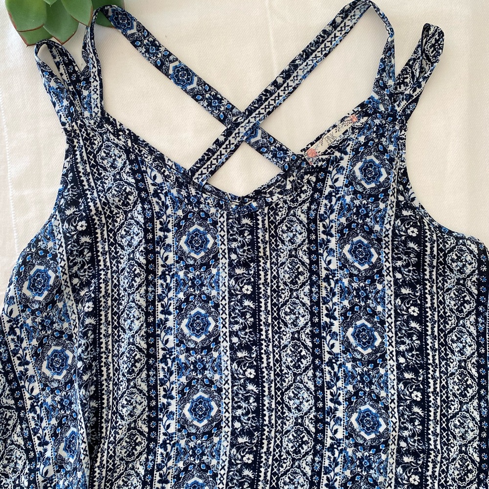 Pink rose strappy tank top